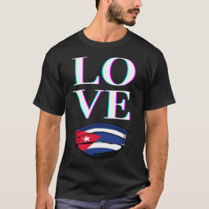 Cuba LIEFDE Cubaanse vlag Gezichtsmasker GRATIS CU T-shirt