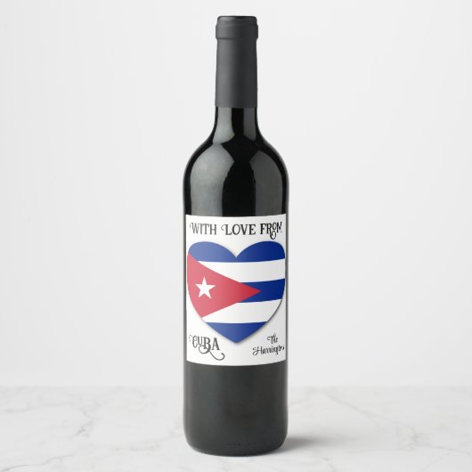 Cuba Love Custom Text Wijn Etiket (Voorkant)