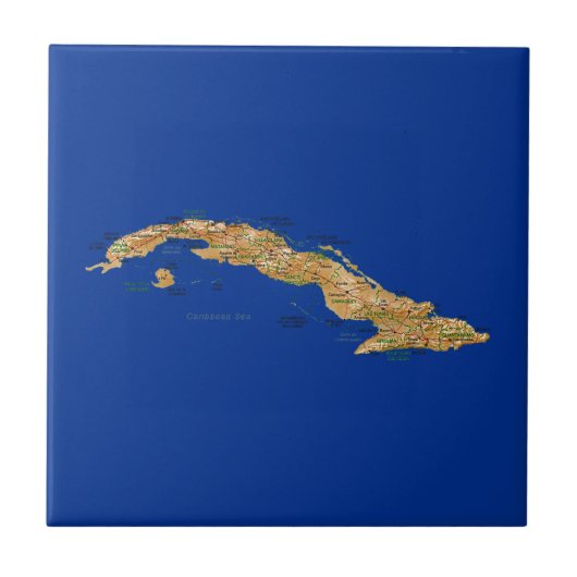 Cuba Map Tile Tegeltje (Voorkant)