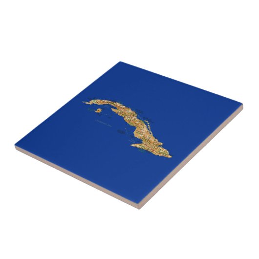 Cuba Map Tile Tegeltje (Zijkant)