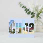 Cuba met verschillende scènes in de brieven briefkaart (Staand voorkant)