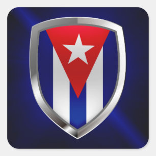 Cuba Mettalic Emblem Vierkante Sticker