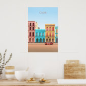 Cuba Minimaal Reisposter Poster (Keuken)