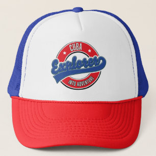 Cuba ontdekkingsreiziger in avontuur logo klassiek trucker pet