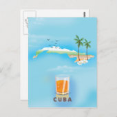 Cuba: reisposter geïllustreerd kaart (Voorkant / Achterkant)
