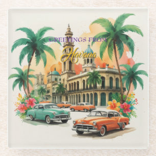  Cuba reizen - Groeten uit Havana Glazen Onderzetter