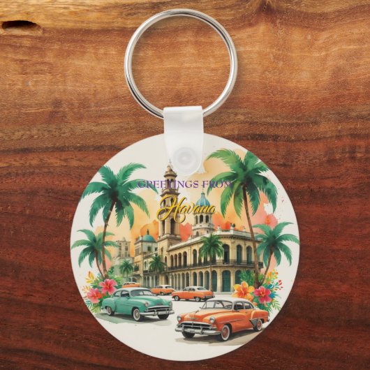 Cuba reizen - Groeten uit Havana Sleutelhanger (Achterkant)