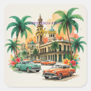Cuba reizen - Groeten uit Havana Vierkante Sticker