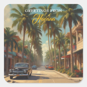  Cuba reizen - Groeten uit Havana Vierkante Sticker