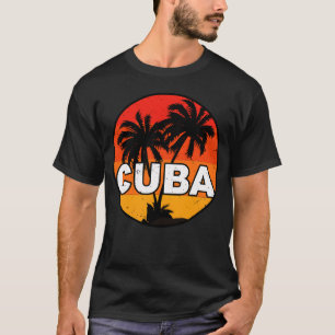 Cuba Retro 70s Zonsondergang Vakantiereizen Surfen T-shirt
