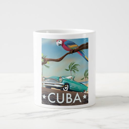 Cuba  retro Travel print Extra Grote Mok (Voorkant)