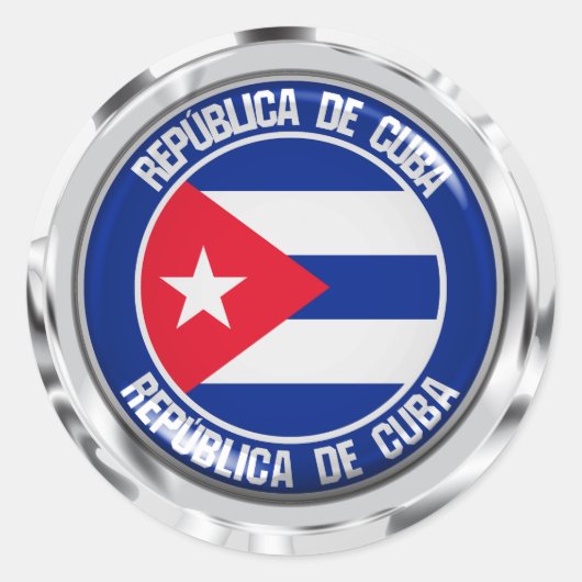 Cuba Round Emblem Ronde Sticker (Voorkant)