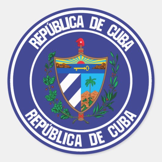 Cuba Round Emblem Ronde Sticker (Voorkant)