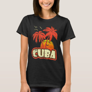 Cuba Summer Palm Trees 80s Beach Sunset T-shirt