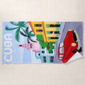Cuba Travel Poster Plage Serviette (Devant)