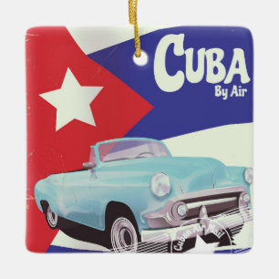 Cuba vanuit de lucht keramisch ornament