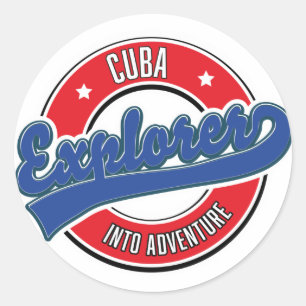Cuba-verkenner in avonturenlogo ronde sticker