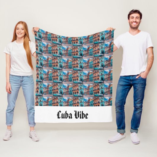 Cuba Vibe Personalized Fleece Blanket Deken (In situ)