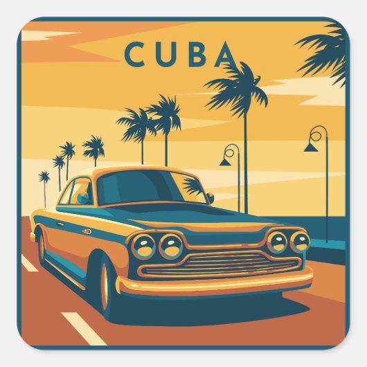 Cuba Vierkante Sticker (Voorkant)