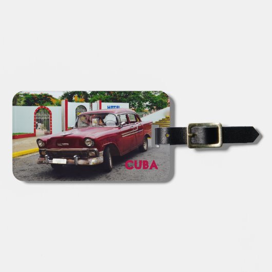 Cuba Vintage Car Maroon Bagagelabel (Voorkant horizontaal)