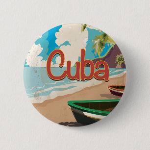 Cuba Vintage Travel Poster Ronde Button 5,7 Cm
