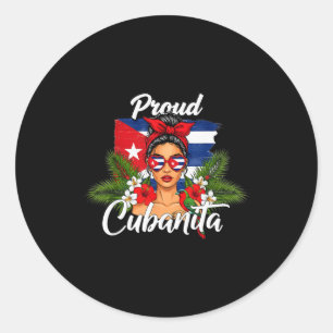 Cuba Vlag Hispanic Erfgoed Maand Cubanita Rommelig Ronde Sticker