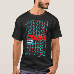 Cuba vlag neon kleur t-shirt