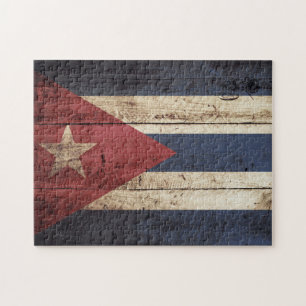 Cuba Vlag op oude houten graan Legpuzzel