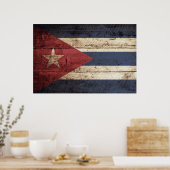 Cuba Vlag op oude houten graan Poster (Keuken)