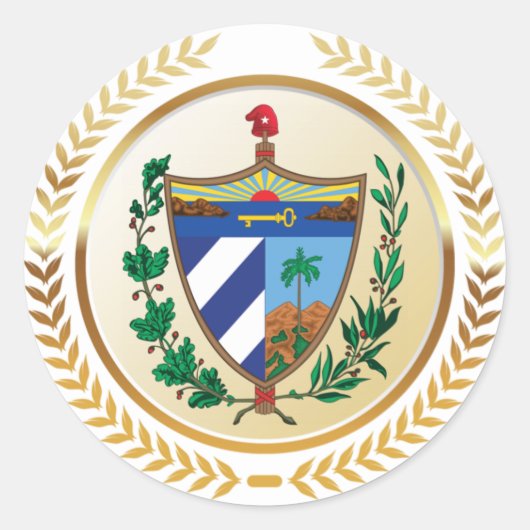 Cuba wapenschild ronde sticker (Voorkant)
