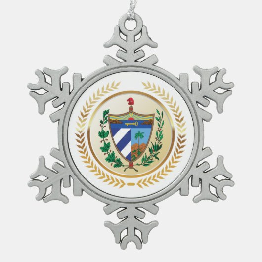 Cuba wapenschild tin sneeuwvlok ornament (Voorkant)