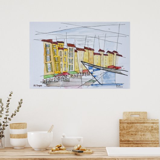 Cubaans Abstract | Saint-Tropez, Frans-Riviera Poster (Keuken)