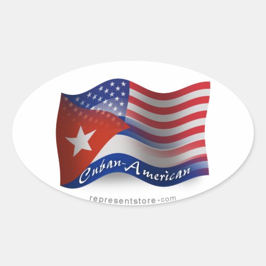 Cubaans-Amerikaanse golfvlag Ovale Sticker (Voorkant)