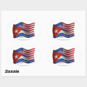 Cubaans-Amerikaanse golfvlag Ovale Sticker (Vel)
