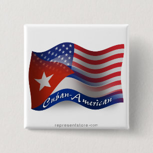 Cubaans-Amerikaanse golfvlag Vierkante Button 5,1 Cm