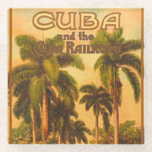  cubaans reizen - cuba spoorweg lithografie glazen onderzetter