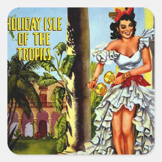  Cubaans reizen - Holiday Isle Tropics Vierkante Sticker (Voorkant)