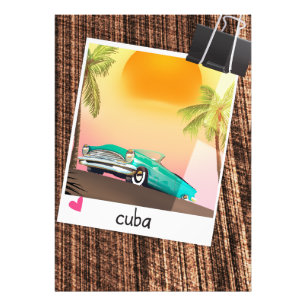 Cubaans vintage auto fotoreisposter. foto afdruk