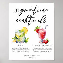 Cubaanse cocktails Mojito Strawberry Daiquiri Menu Poster