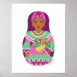 Cubaanse Paarse Matroesjka Poster
