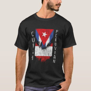 Cubaanse Peruaanse vlaggen gescheurd Cuba Peru T-shirt