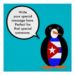 Cubaanse pratende mevrouw Penguin gepersonaliseerd Perfect Poster