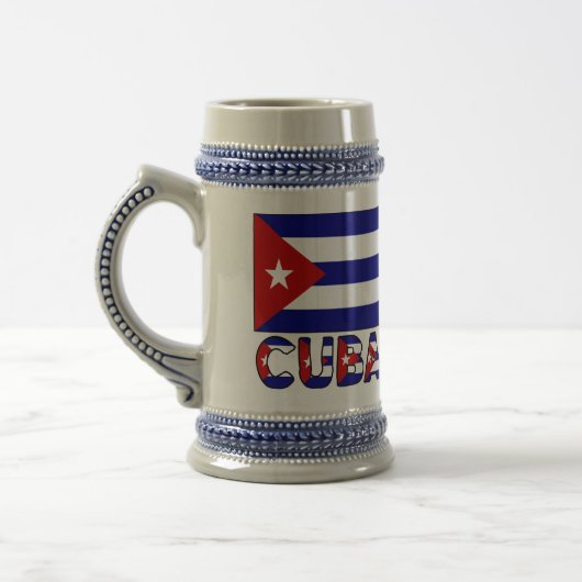 Cubaanse vlag en donkere blauwe strepen bierpul (Links)