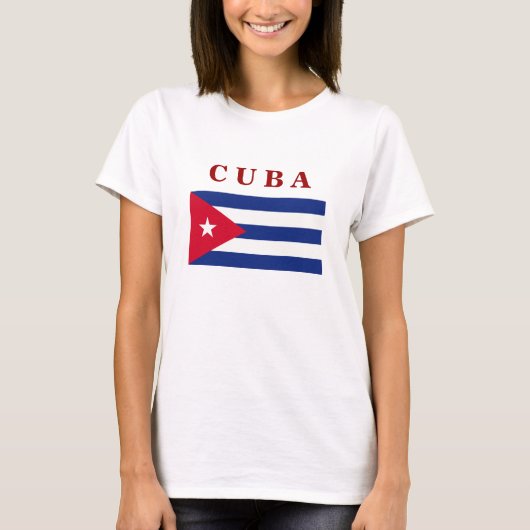 Cubaanse Vlag, gelabeld, T-shirt (Voorkant)