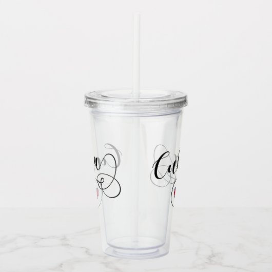 Cubaanse vlag - Heart Script, Cubaanse vlag Acryl Drinkbeker (Rechts)