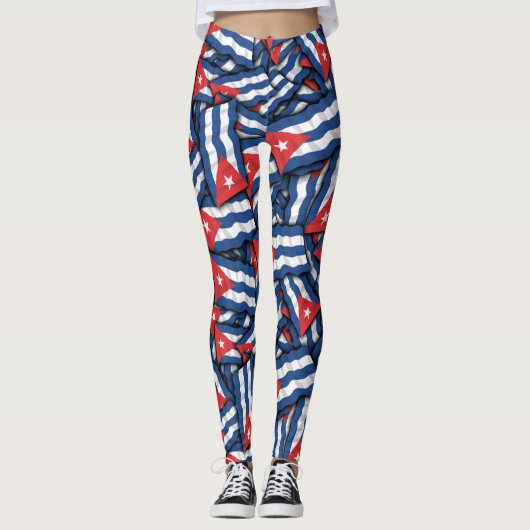 Cubaanse vlag Patroon Leggings (Voorkant)