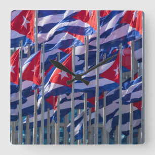 Cubaanse vlaggen, Havana, Cuba Vierkante Klok