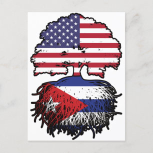 Cuban American USA Tree Roots Flag Briefkaart
