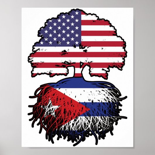 Cuban American USA Tree Roots Flag Poster (Voorkant)