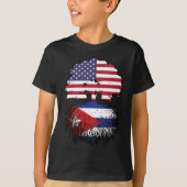 Cuban American USA Tree Roots Flag T-shirt (Voorkant)